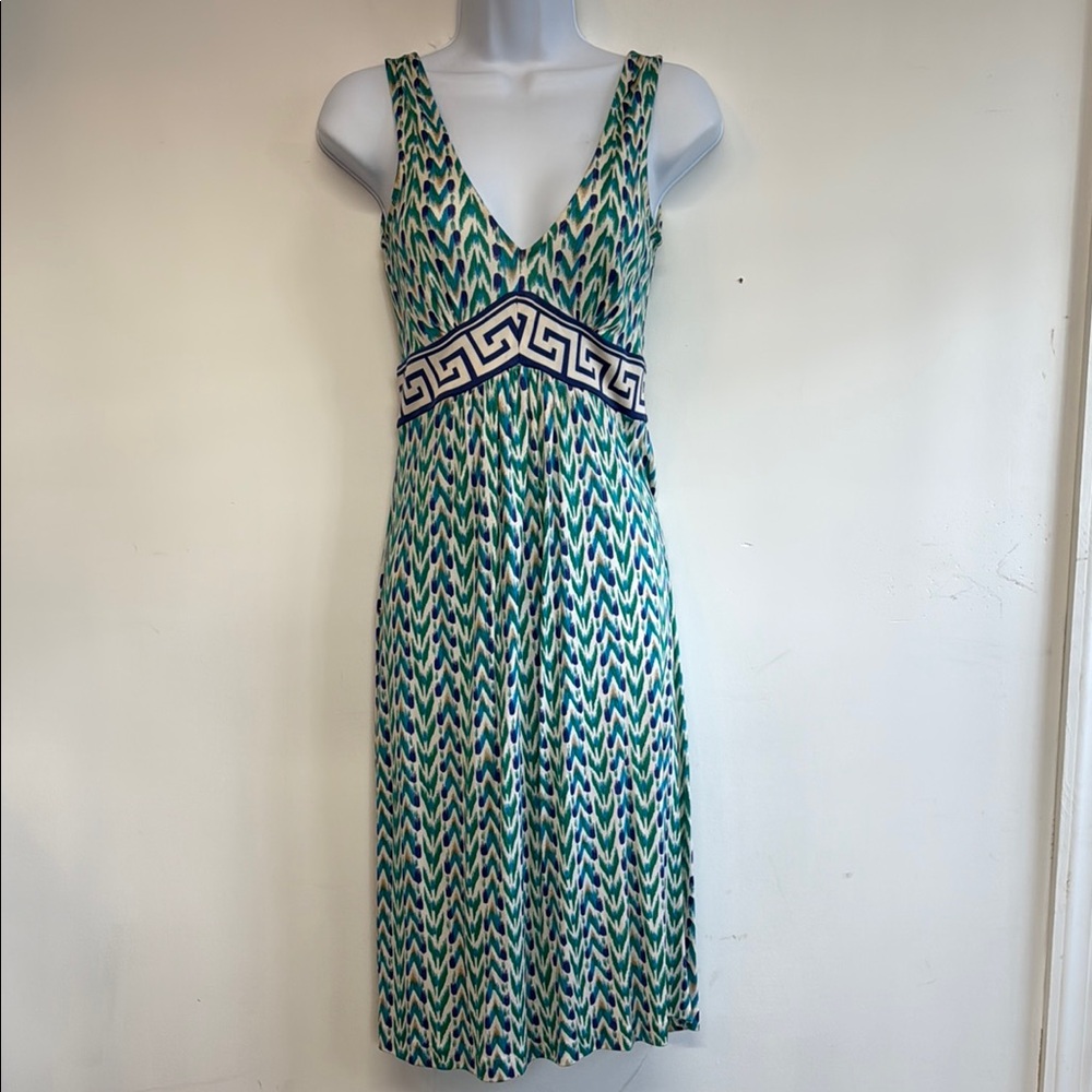 Vintage Diane Von Furstenberg Stylish Green Patterned Tank Dress, size 2